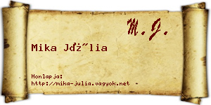 Mika Júlia névjegykártya